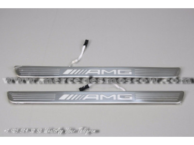 Накладка порогов мерседес с подсветкой. Надпись AMG. Mercedes GLA-Class X156 | Мерседес 156